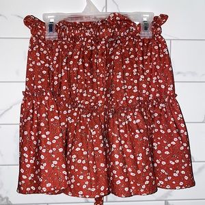 Red Floral Skirt